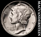 1945 Mercury Dime- Silver- Choice Gem Brilliant Uncirculated++++ Luster #J6020