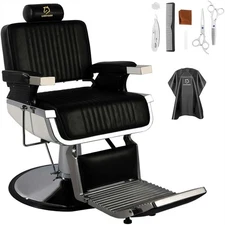 USED/OPEN BOX-Barber Chair 360° Swivel Reclining Salon Chair for Hair Stylist