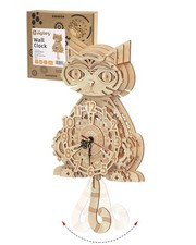 Wooden 3D Puzzles for Adults Model kit Cat Clock Medium, Kaka Wall