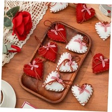 24Pcs Valentine's Day Felt Heart Ornaments 2.8 Inch Red White Heart Hanging