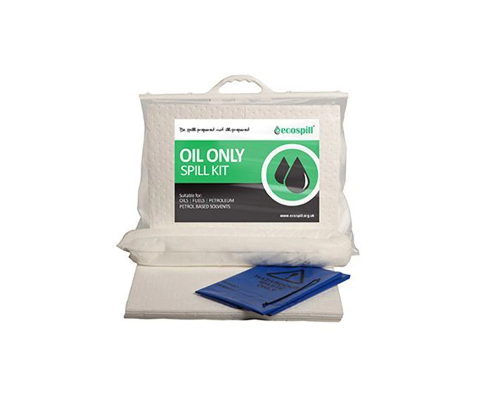 Oil Spill Kit 15Ltr Clip Top Carrier with White Absorbents