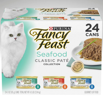 Fancy Feast Classic Pate Seafood Variety Pack Wet Cat Food 3 oz. Can- Case of 24