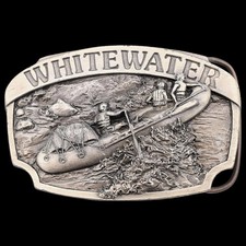 Whitewater Rafting Vintage Belt Buckle by Siskiyou Buckle Co 1984