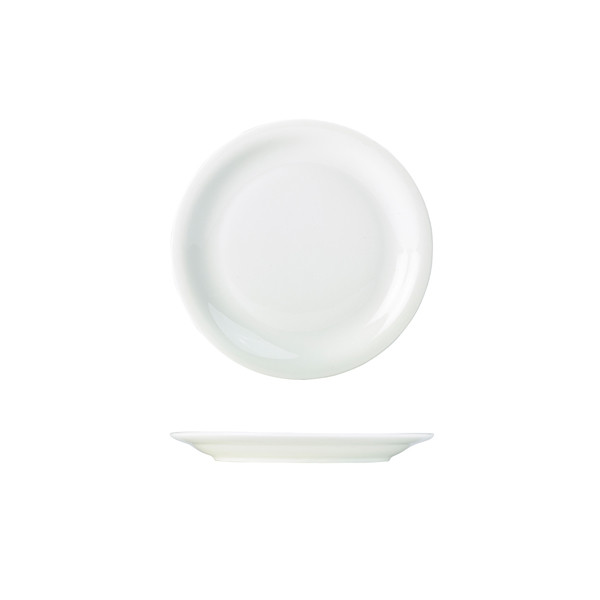 Genware Porcelain Narrow Rim Plate For Dining And Serving 16cm/ 6.25"" Pack of 6