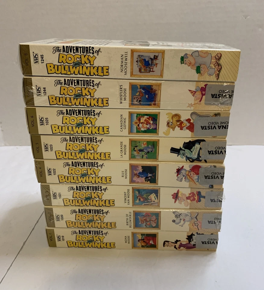 Rare! The Adventures of Rocky and Bullwinkle VHS Tape Lot Vol 1-8 Vtg Cartoons - Image 3 of 4