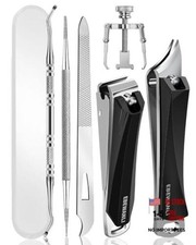 Ingrown Toenail Tool - 6 PCS Stainless Steel Pedicure Tool - Black - Set of 6