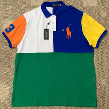 Polo Ralph Lauren Shirt Short Sleeve Big Pony Logo Blue Men's XXL Slim Fit