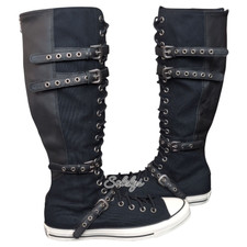 Converse CTAS XXHI Four Leather Strap Knee High Sneaker Boot Bundle Mens 13 NEW