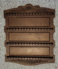 Vontage Wooden Carved Collector Souvenir Spoon Display Rack MCM