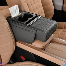 5-in-1 Car Armrest Cushion - Console Cover with Storage, Cup Phone Holder