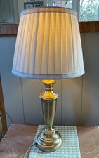 BHS Maison 49cm Gold Brass Effect Ornate Table Lamp with Cream Pleated Shade