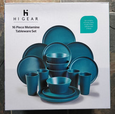 HI-GEAR 16 Piece Melamine Tableware Set Dinner Plates, Side Plates, Bowls & Mugs