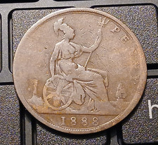 1888 Victoria One Penny Bun/Young Head Bronze Coin See Photo Ref 288 Jack Ripper