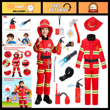 LOYO Firefighter Costume for Kids - Fireman Halloween Costumes for Toddler Boy,