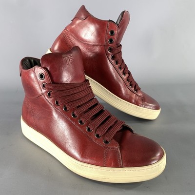TOM FORD Sneaker in Bordeaux, Größe 6.5, Burgunder, Leder, High Top