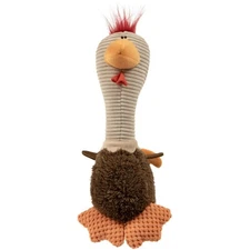TrustyPup Tough 'N Fun Long Neck Rowdy Rooster Squeaky Chew Guard Dog Toy,