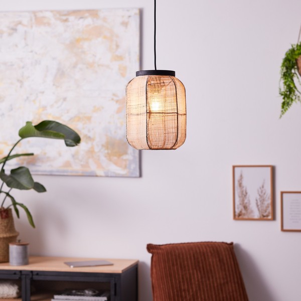 Pendelleuchte Textil Esszimmer, Braun, 132 X 22 Cm, 52 W, Deckenlampe-image