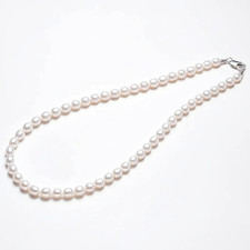 Classic Freshwater Pearl Necklace 7mm White Strand 45cm Mother Gift