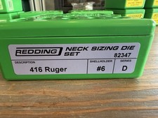 Redding 82347 .416 Ruger Neck Sizing Die Set Series D NEW #6 Shellholder