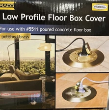 Raco Rac5500kit Floor Box Cover, Round, 2 Gangs, 6-1/4 In W, 3/8 In H, Brass
