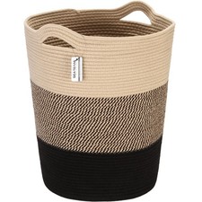 Large Size Cotton Rope Woven Storage Basket with Handles, Laundry Hamper, Fab...