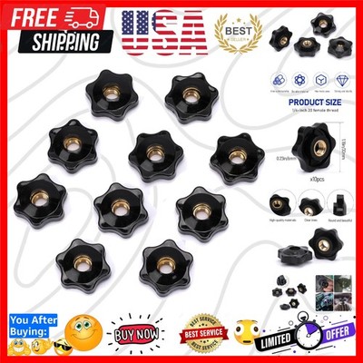 10 Pack 6 Star Knobs 1/4 Inch 20 Female Threaded Hexagon Head Thru Knob Clamp...