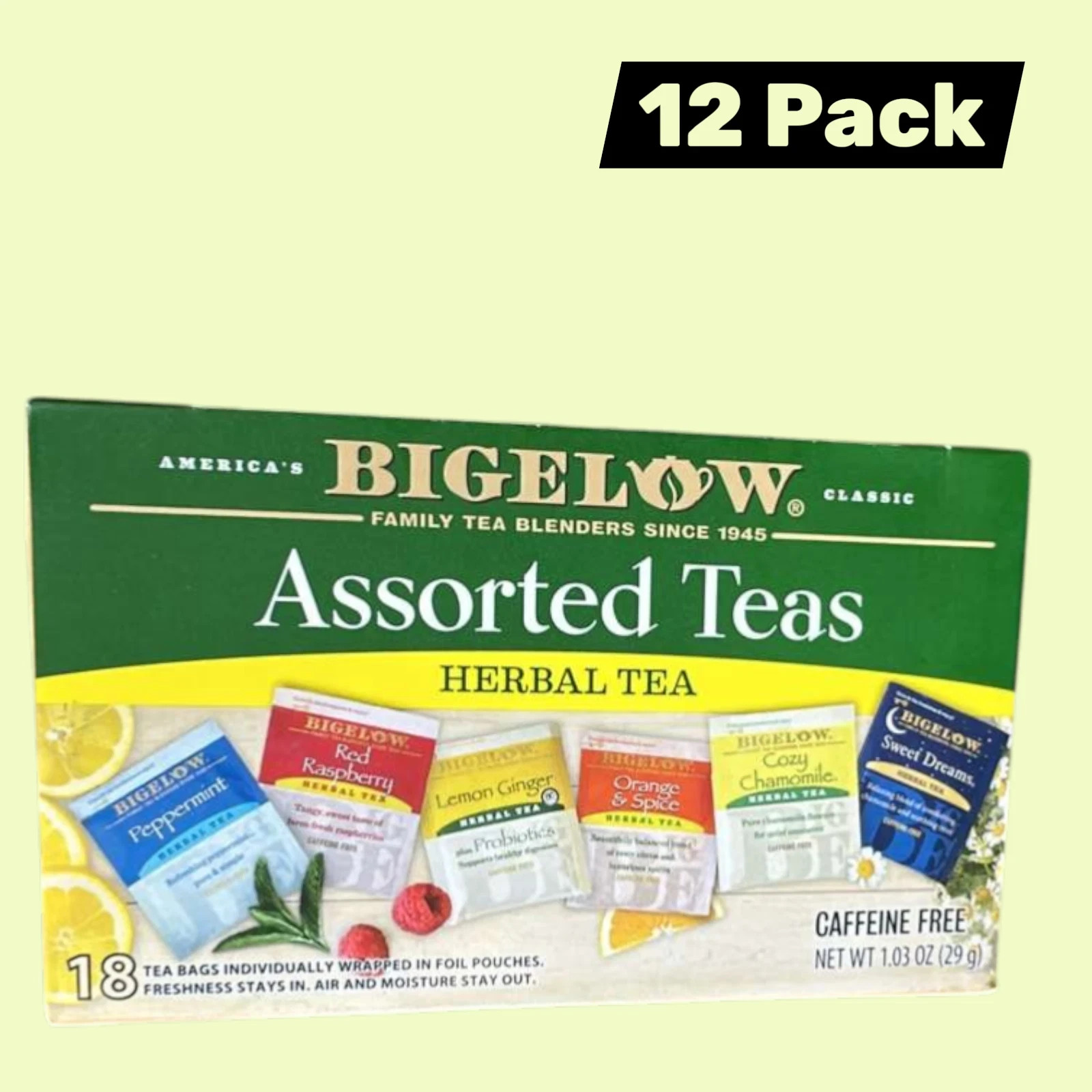 Variety Pack 18 Count Caffeine Free Gluten Free Assorted 12x.