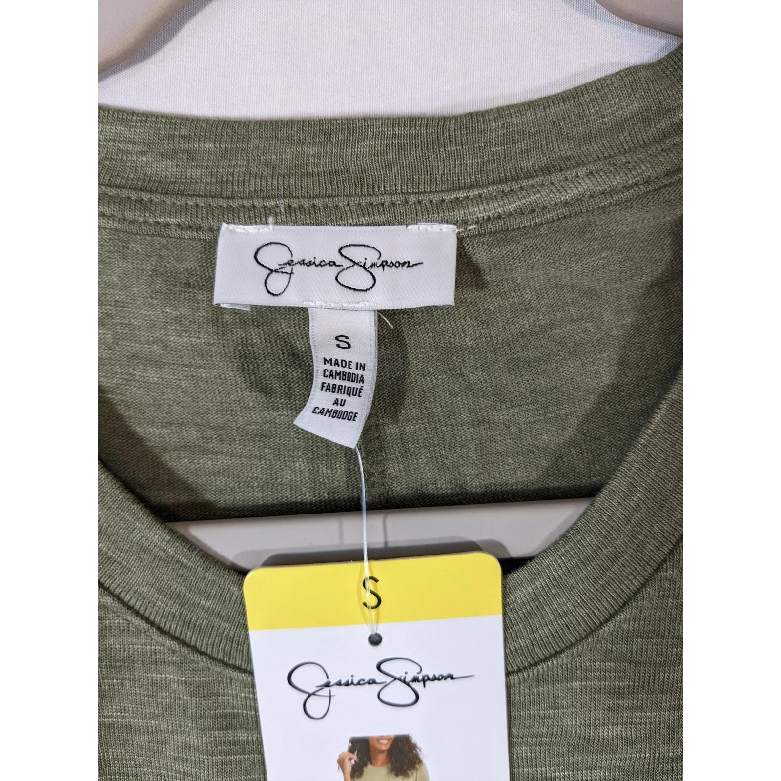 VETEMENTS TShirt Vestito Manica Corta Midi Jessica Simpson Verde S Girocollo Tasche Casual Strato