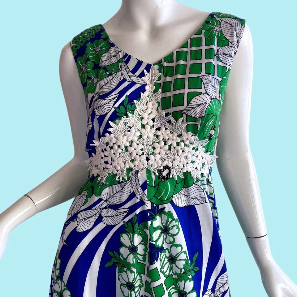 70-е Алиса Калифорнии гавайский Guipure кружева с бретелью через шею вечеринки свадебное платье макси  - Изображение 3 из 4