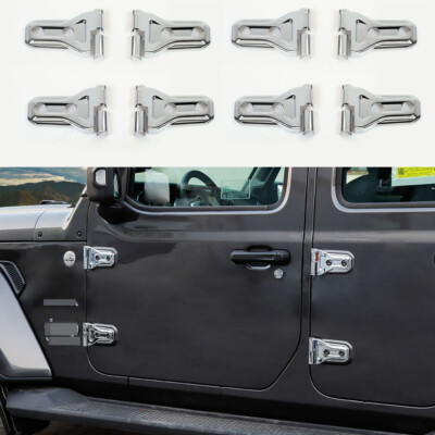 8X Exterior Door Hinge Decor Cover Trim Bezels for Jeep Wrangler JL 2018+ Chrome