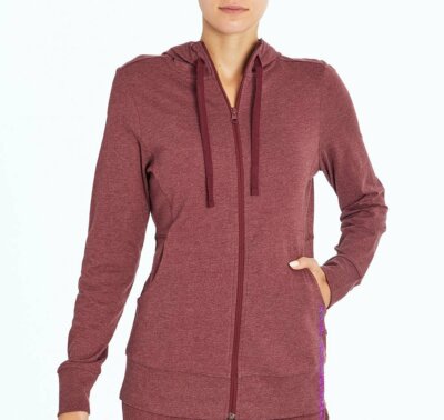 Marika Womens Front Zip Jersey Hoodie Jacket H. Zinfandel - Size M