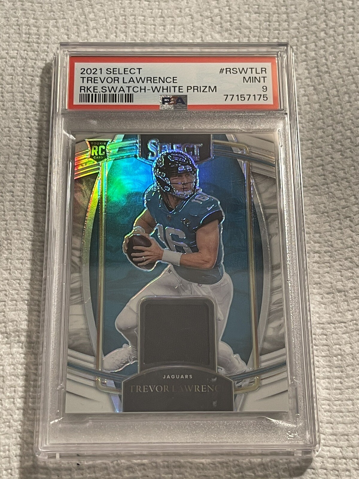 Trevor Lawrence Panini Select Jumbo Rookie Swatch #JSTLR White Prizm