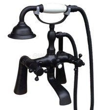 Oil Rubbed Bronze Deck Mount Clawfoot Bathtub Faucet W/ Hand Shower Mixer Tap