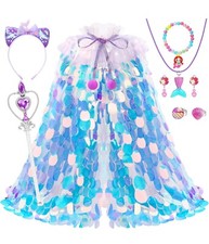 Princess Dress Up for Girls 4-6, Mermaid Toddler Toys for Ages 3-8, 8 Pcs Shiney
