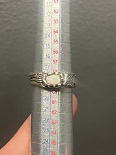 Sterling Silver Native American Navajo Hand Made Carved Opal Band Ring Size 8.75