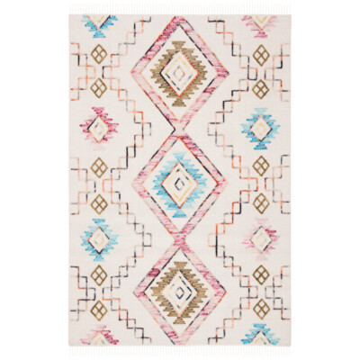 SAFAVIEH Morrocan Boho Tribal Handwoven Flat Weave Kilim Area Rug Ivory & Pink