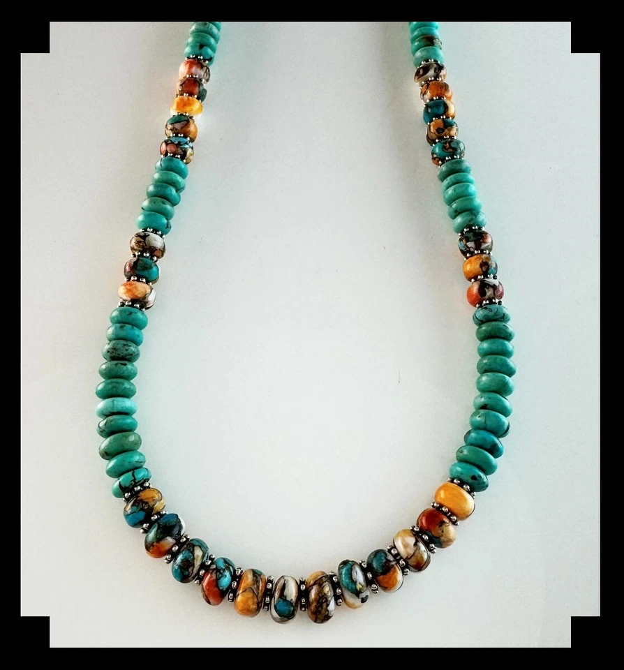 Gargantilla unisex White Fox Creation: turquesa y ostra espinosa  Foto 3 de 4