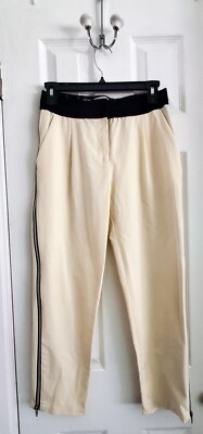 An Original Milly of New York Beige Stretch Pants Sz 2 Zippered Leg