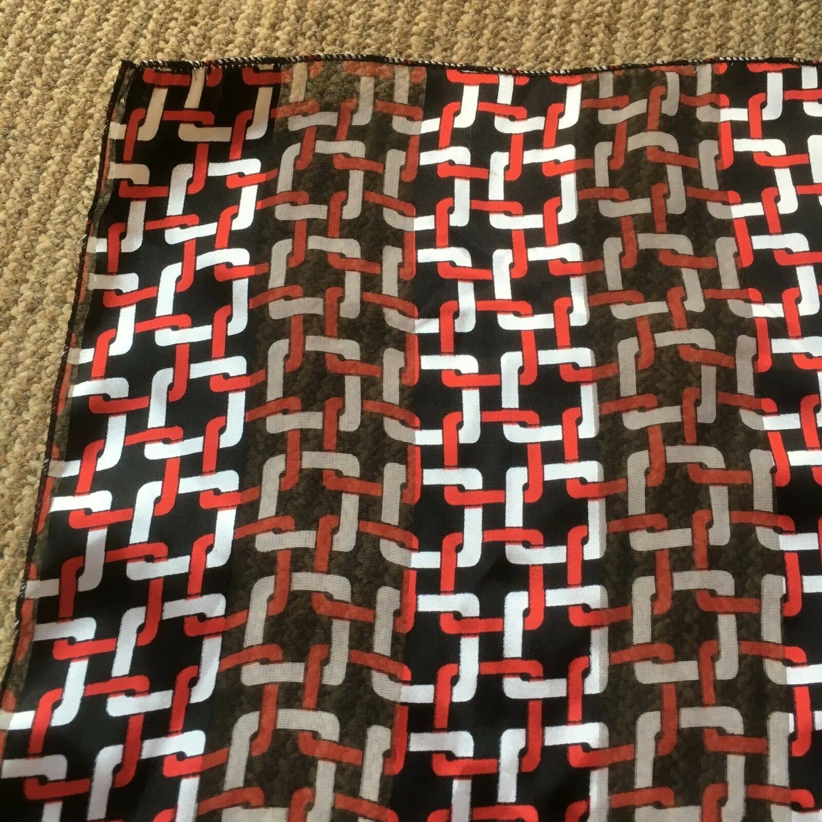 Retro Chic Scarf Interlocking Chain Square Patter… - image 1