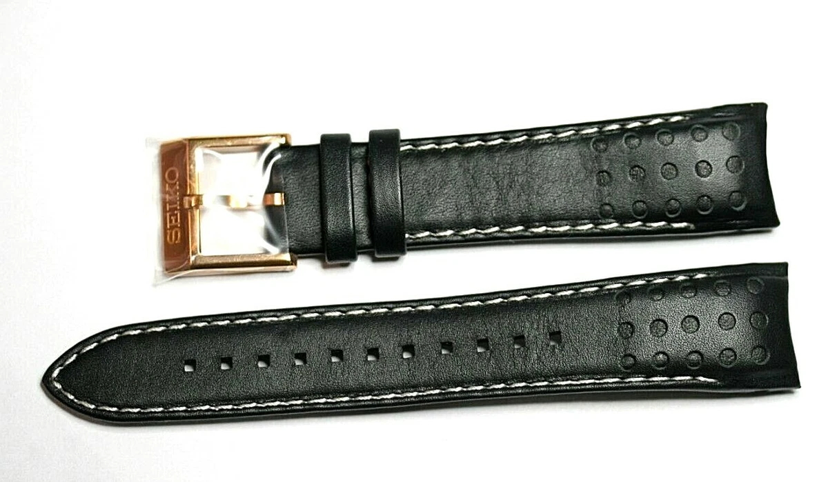 SEIKO 21MM LEATHER WATCH STRAP SPORTURA SNAE80P1 7T62 0KV0 CURVED ENDS ROSE BKLE