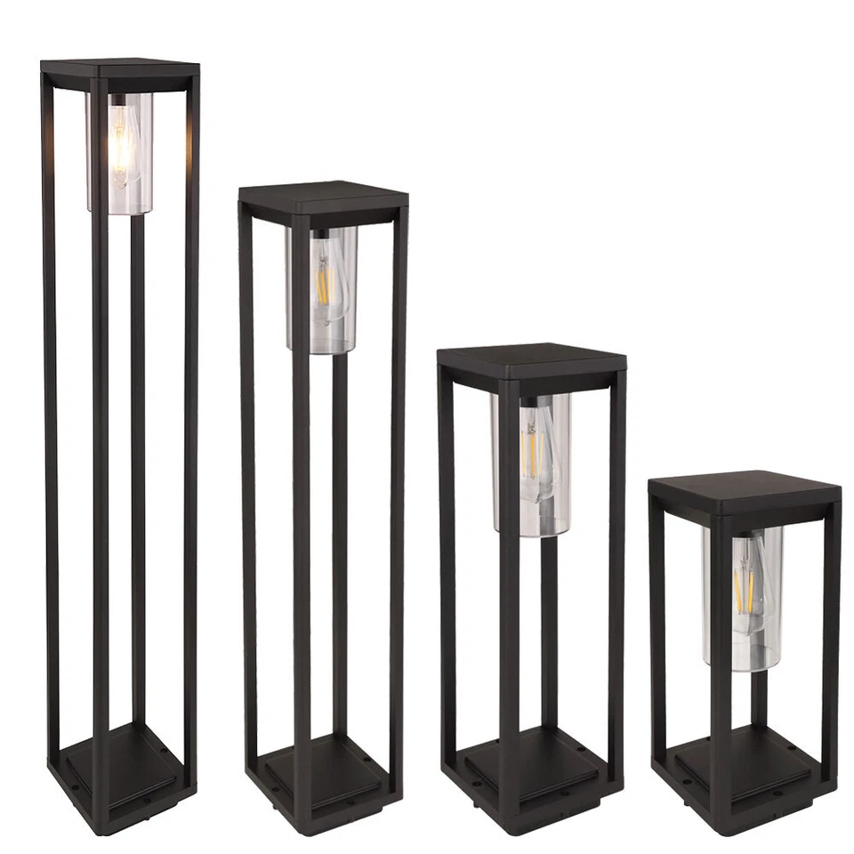 LED Außen Steh Lampe Retro FILAMENT Garten Beleuchtung ALU Stand Laterne schwarz - Bild 2 von 3