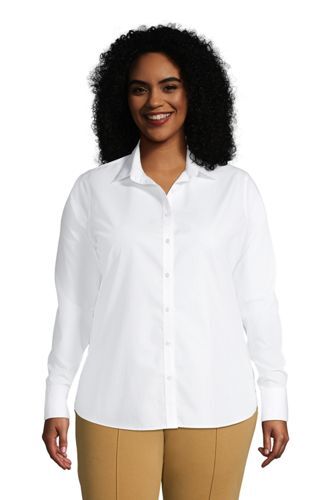 Lands' End Women's Plus No Iron Long Sleeve Dress Shirt White 18W NEW  484708 653468440132 | eBay