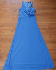 Lauren Ralph Lauren Women's Stretch Jersey Surplice Gown Blue
