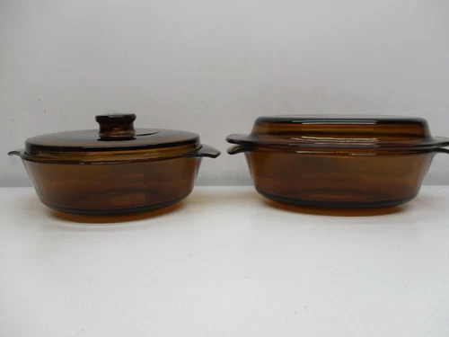 Vintage Fire King Amber Brown 2 Casserole Dishes #437- 1 1/2 qt And #433-1 1/2qt