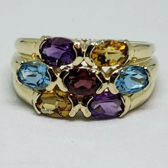 Estate 14k Yellow Gold 3.50ctw Multi Gemstone Ring 6.2 grams Size 9.5 - Image 3 of 4