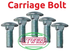 (10 Pieces) #10-24x3/4" Full Thread Coarse Carriage Bolt Grade 2 Zinc Plated