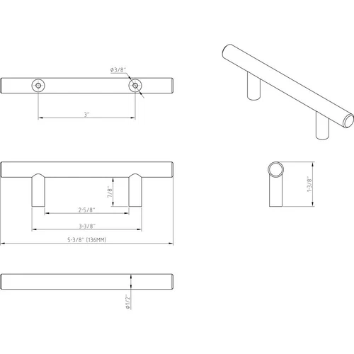 3" c-c Matte Black Kitchen Cabinet Pull Commercial Office Pulls Knob 136MB - Picture 2 of 2