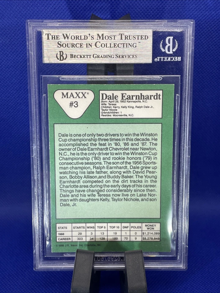 1989 Maxx Racing #3 Dale Earnhardt Rookie Card BGS 8.5 NM-MT - Image 4 of 4