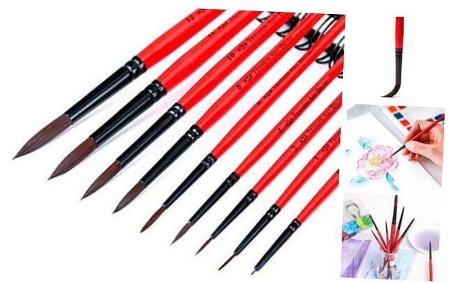Transon Artist Round Watercolor Paint Brush Synthetic Sable Set 9pcs for Acrylic  eBay