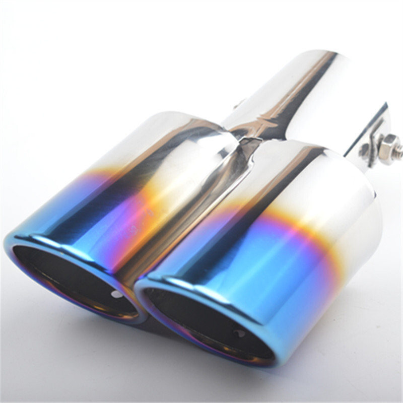 Steel Stainless Car Rear Dual Exhaust Pipe Tail Muffler Tip Tailpipe ...
